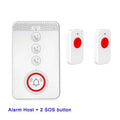 White one-click voice emergency alert device with a buzzer and three remote panic buttons.