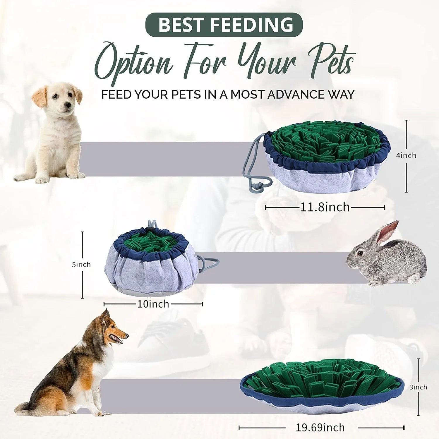 Large blue adjustable dog snuffle mat with fleece strips for slow feeding and enrichment