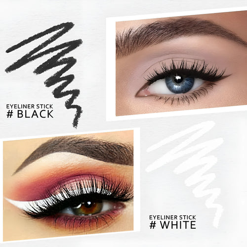 12 white and black retractable eyeliner pencils with sharpener for waterproof makeup application