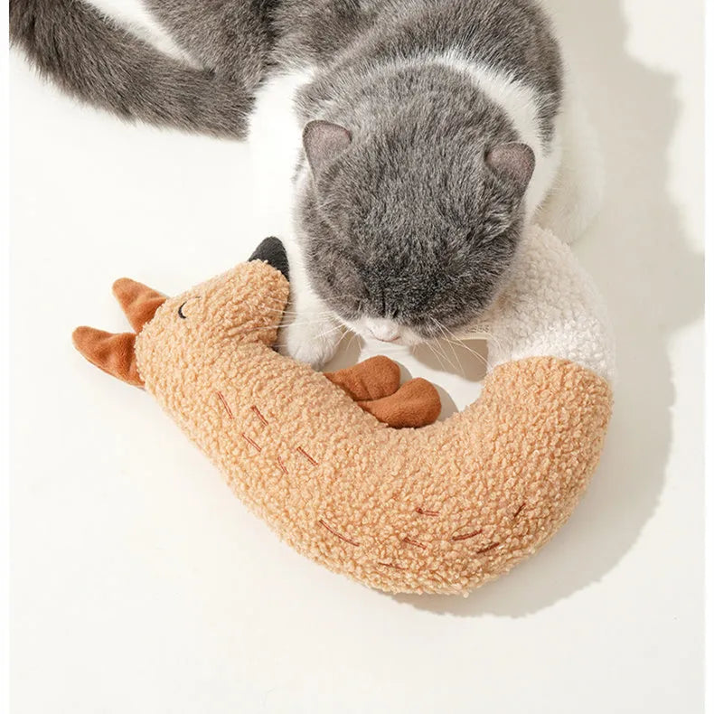 Cartoon plush dog chew toy in fox or duckling design with sound paper squeaker