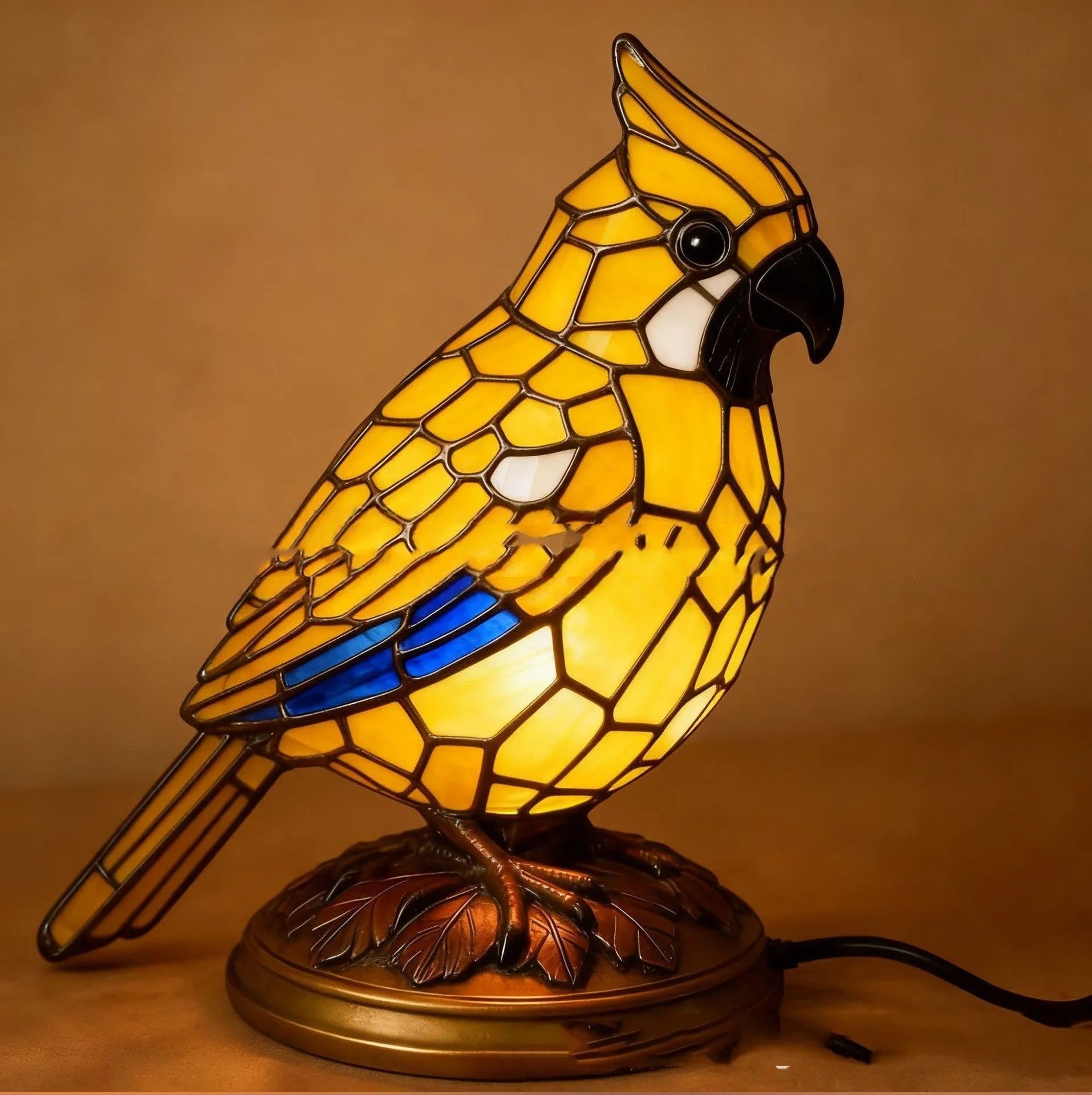 European-style small bird night lamp with USB power, 16x14x8 cm, in yellow bird colour