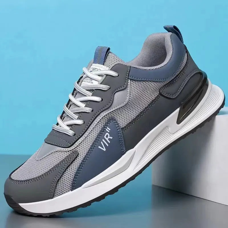 Men's colour block mesh sneakers with lace-up design and breathable upper