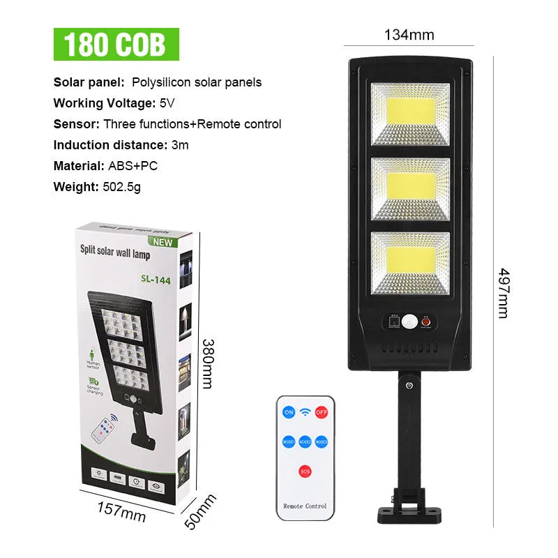 Plastic solar street light with remote control for outdoor wall mounting