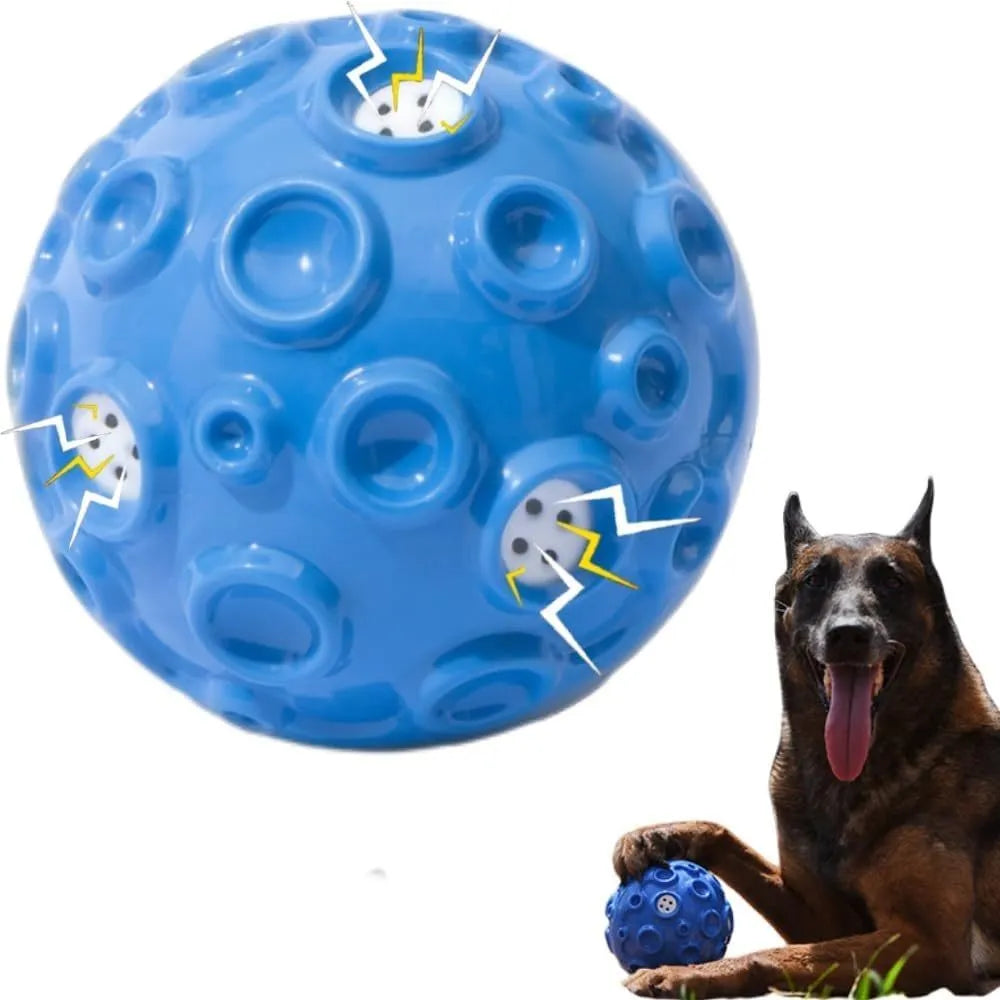 Colourful dog chew ball with textured surface and two-layer rubber construction for aggressive chewers