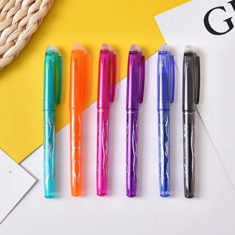 Heat-erasable gel pen with plastic shell and stainless steel nib in 0.5mm or 0.7mm tip options