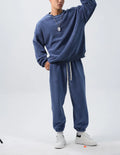 Men's polar fleece sports suit with crew neck coat and padded trousers in winter colours