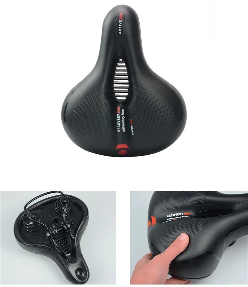 Bicycle saddle cushion with silicone padding, waterproof cover, and installation wrench accessories