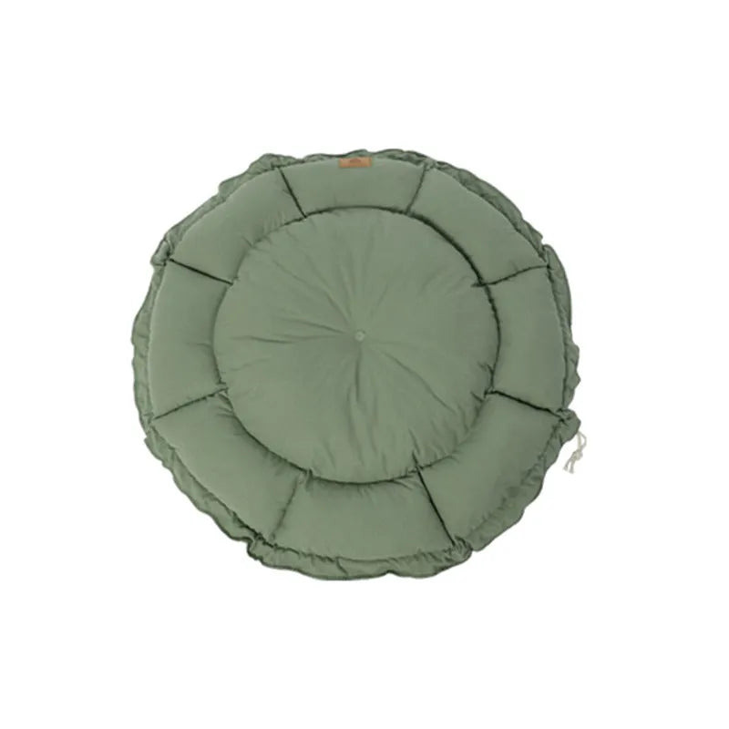Reversible grey donut cat bed shown in both raised and flat configurations