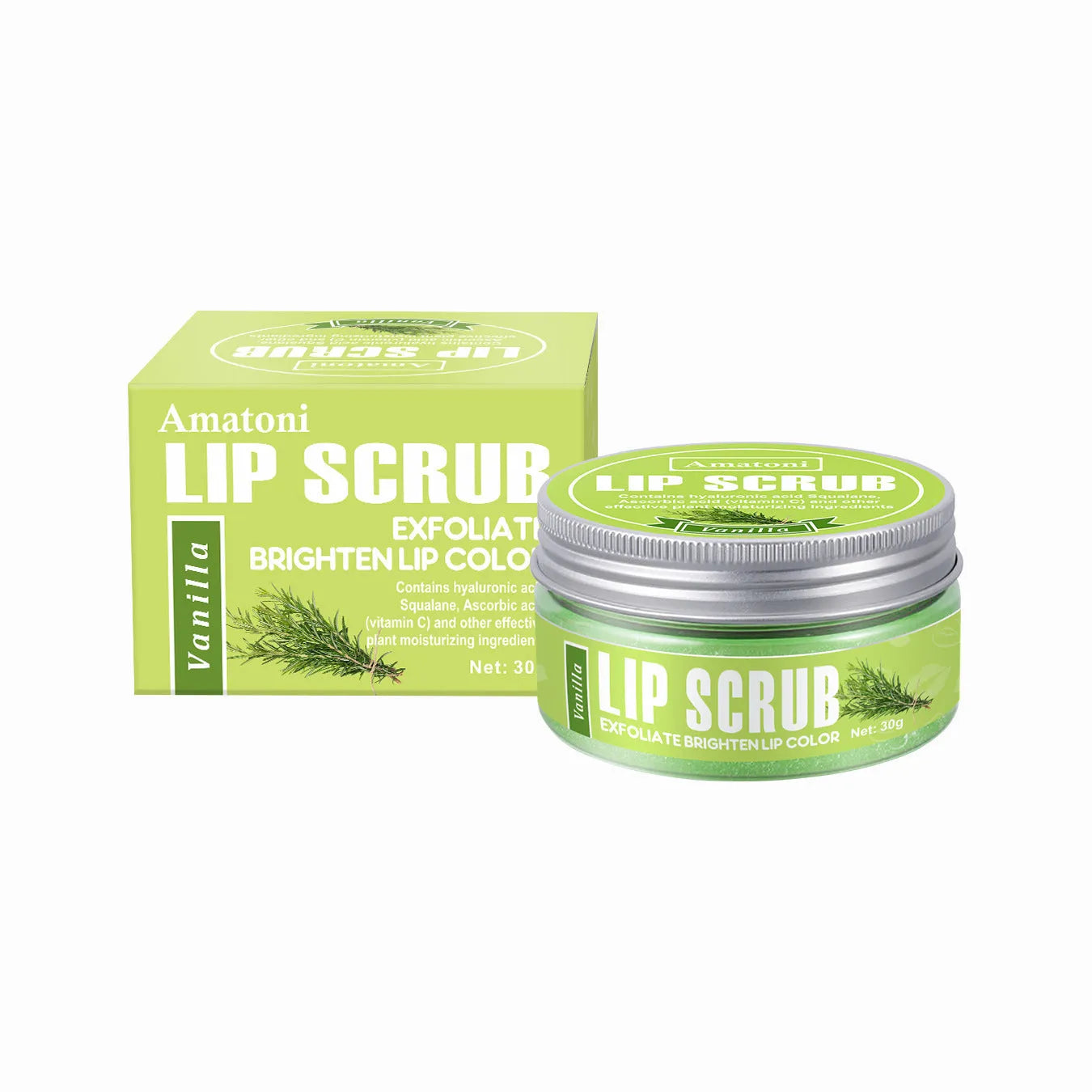 Amatoni fruit flavour lip scrub cream tube in 30g size with exfoliating and moisturising action.