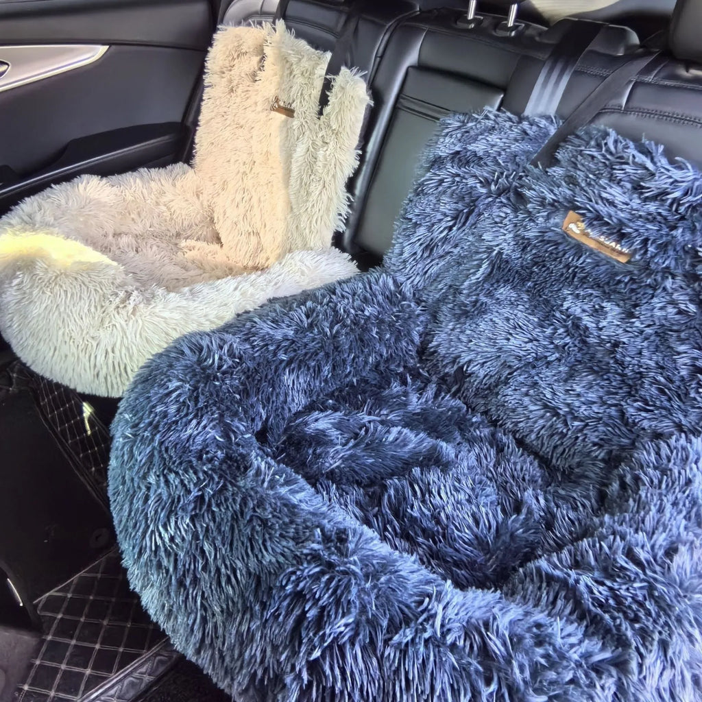 Winter thicken thermal vehicle pet mat in cloth fabric showing dark grey and beige colour options