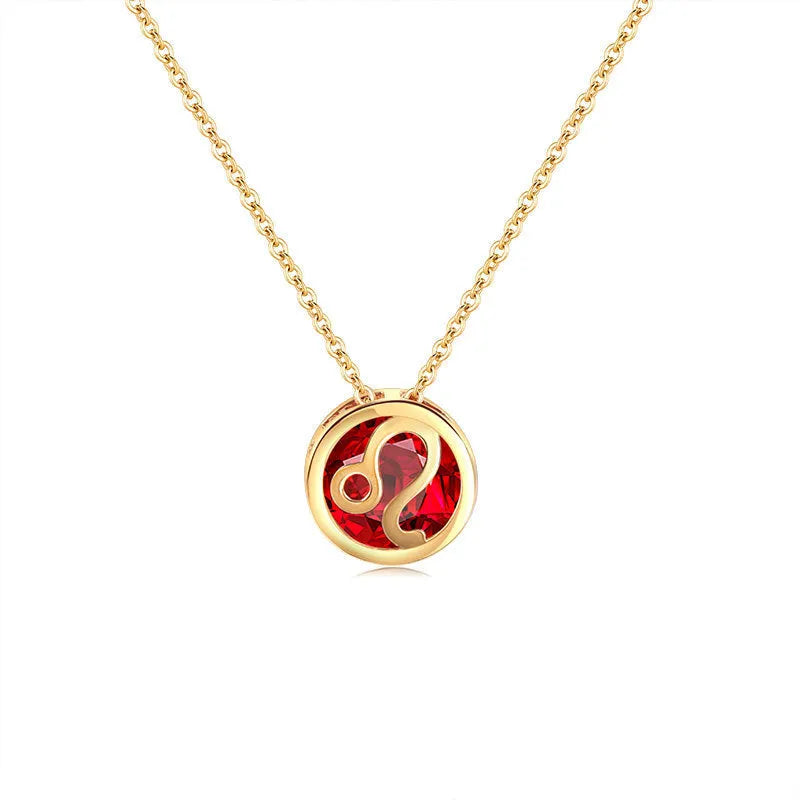 Women's gold electroplated copper zodiac constellation pendant necklace on O-ring chain