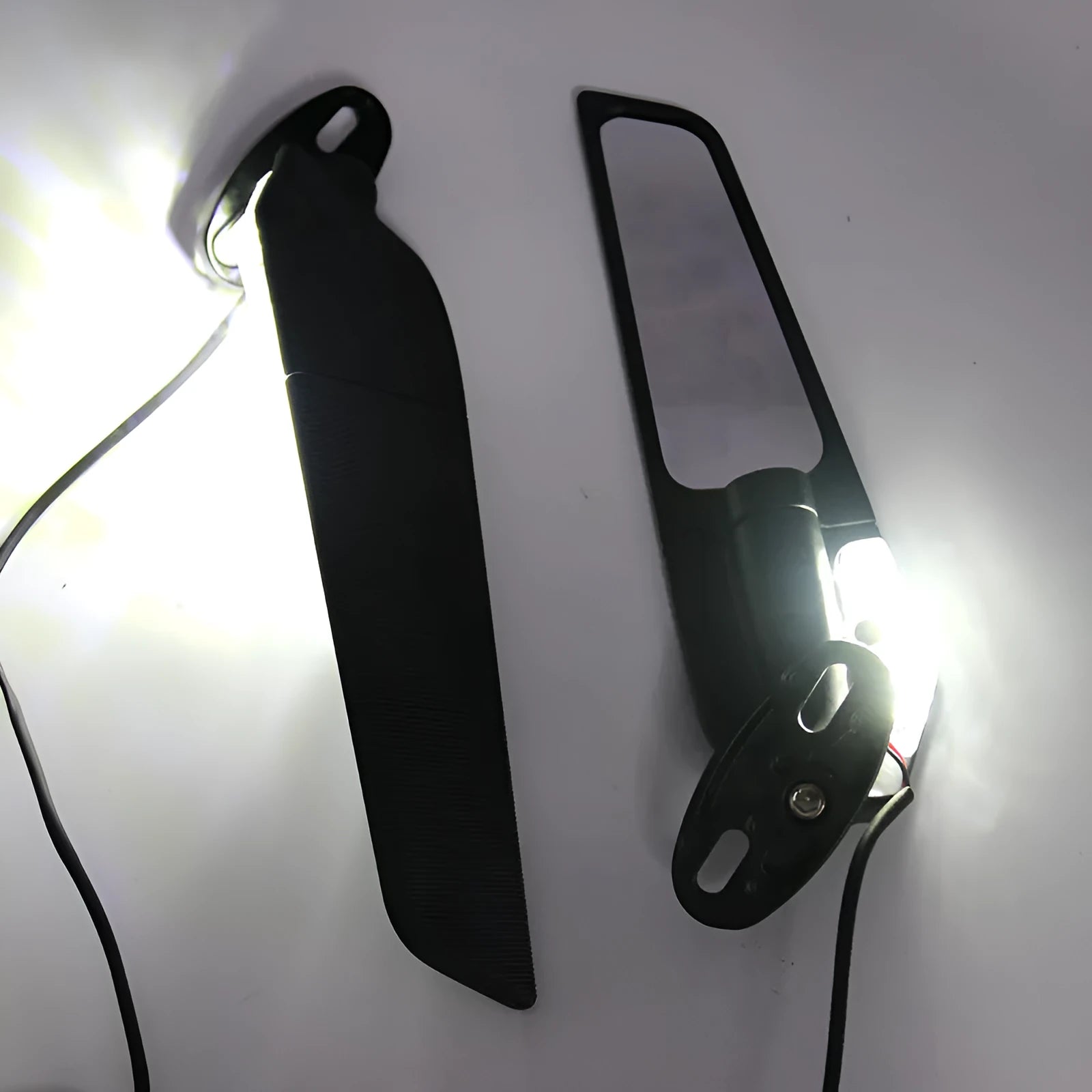 Yellow motorcycle rearview mirror spoiler with convex reflector lens and aluminium alloy housing