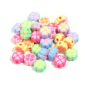Mixed colour frosted acrylic four-leaf clover shaped beads, each 15mm in size.