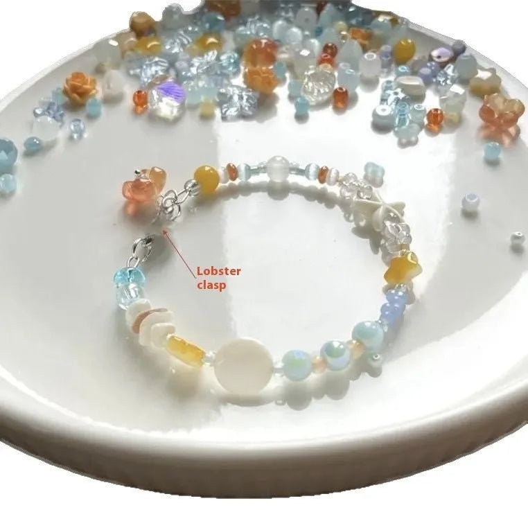 Orange-themed alloy bracelet with diamond shapes and round elements for women in colour Bracelet 0213