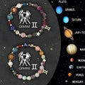 Two natural stone zodiac bracelets with adjustable cord and bead detailing