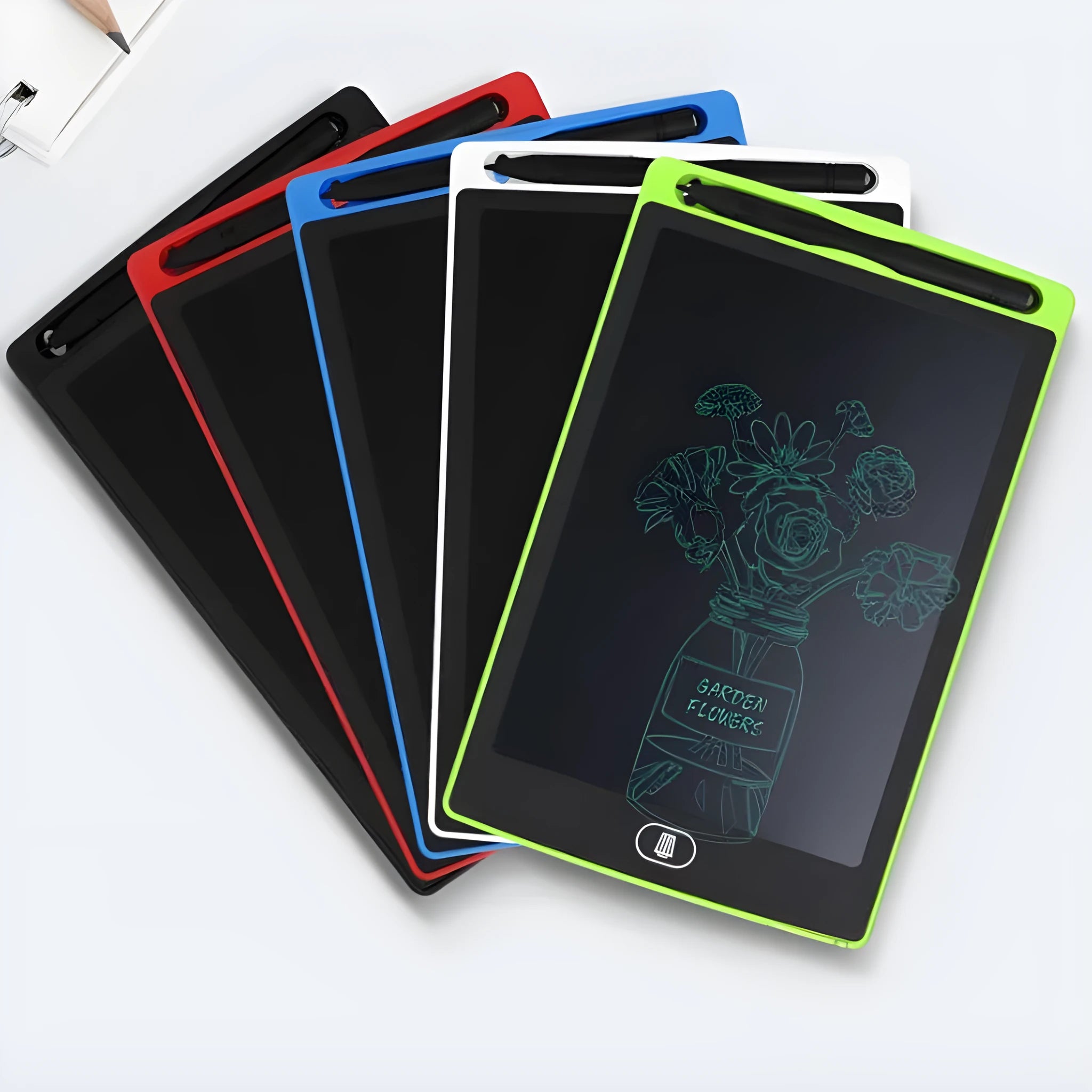 Electronic drawing board in cute style for kids 7-14, plastic body, available in four colours