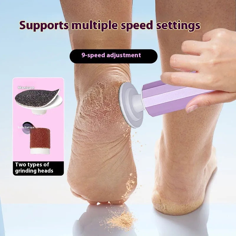 Electric callus remover and nail trimmer with sandpaper pads in pink, black or purple with USB charger
