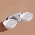 Automatic plastic double bowl pet feeder with adjustable height in white and yellow