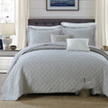 Pure cotton bed cover three-piece set with damascus pattern in beige on a standard double bed