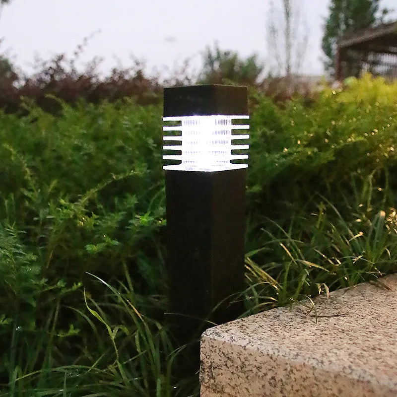 Solar lawn ground lamp with cuboid design for garden and courtyard lighting