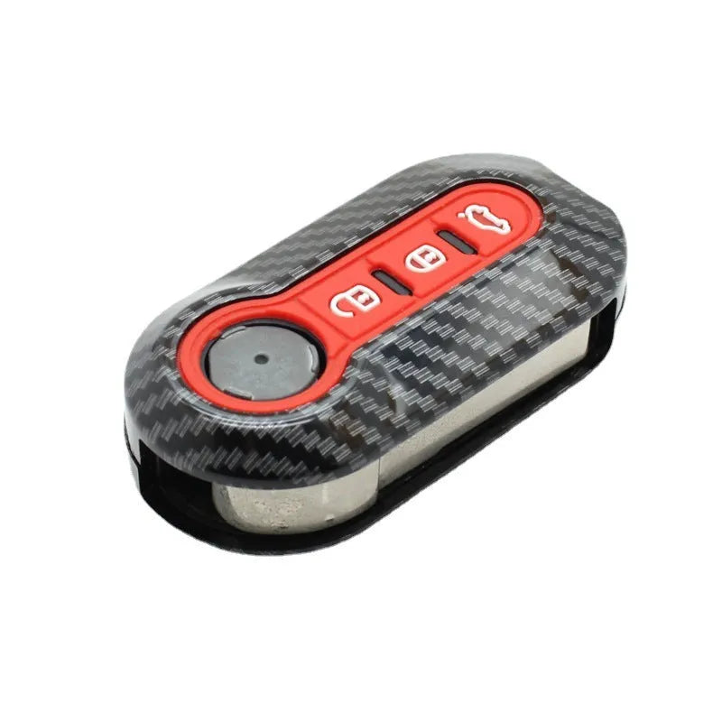 Carbon fibre design ABS key case for Fiat 500 Boyue Ottimo Viaggio in black, red, dark blue