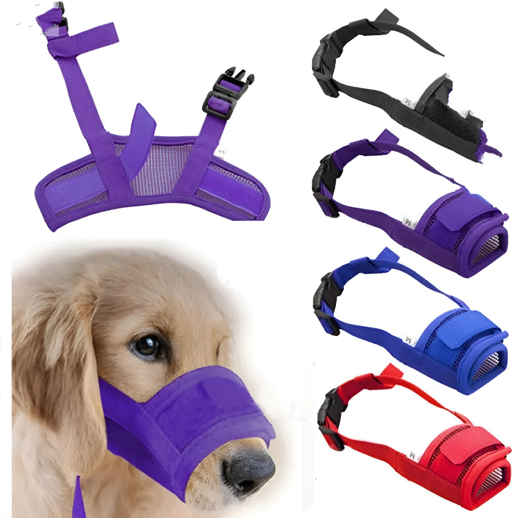 Plastic adjustable dog muzzle in multiple colours and sizes for safety control