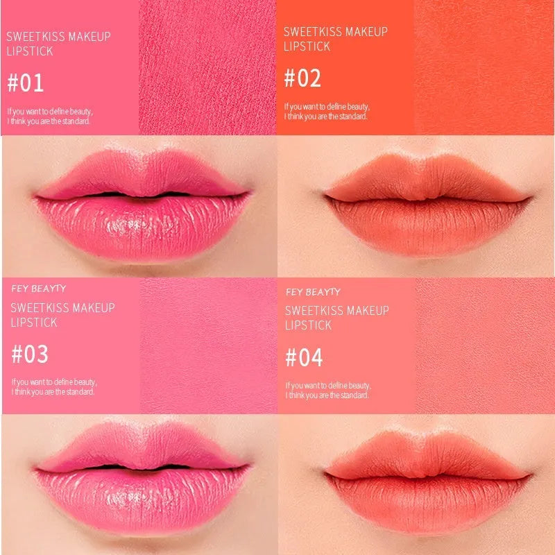 Fey Beauty Cameo Brown nude lipstick bullet showing shade, part of an 11-colour moisturising range.