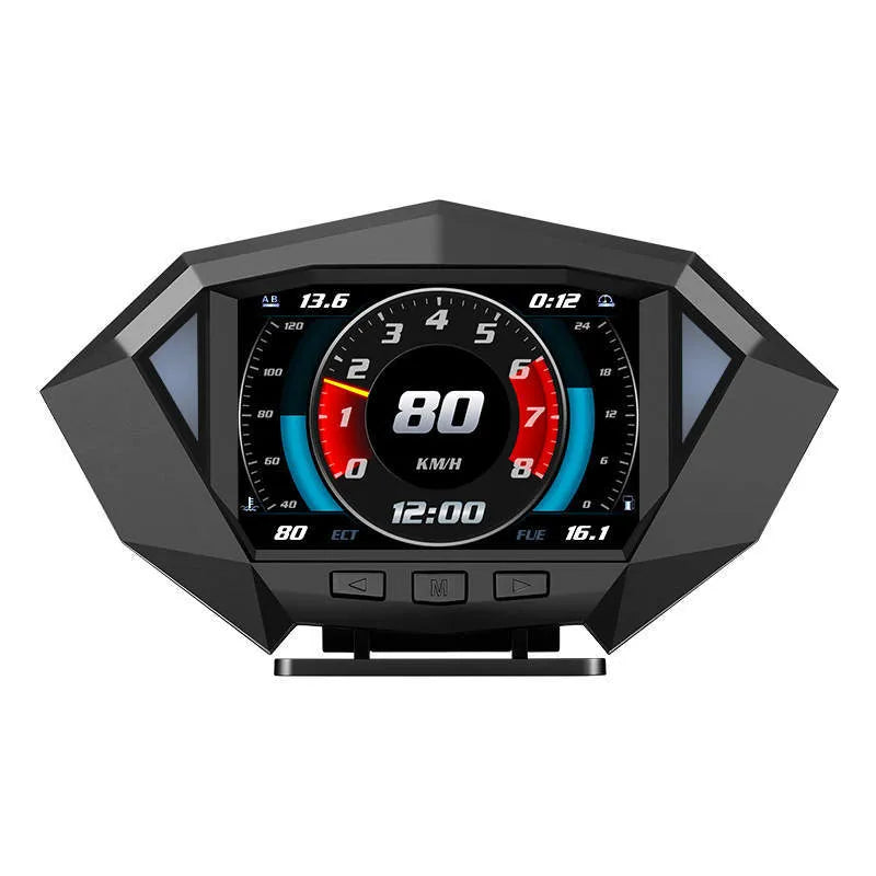 Black vehicle HUD head-up display unit with OBD cable connection for dashboard mounting