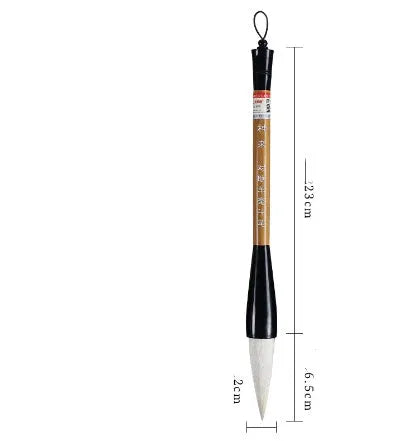 Large traditional Chinese painting brush with wolf and sheep hair bristles for ink wash techniques.