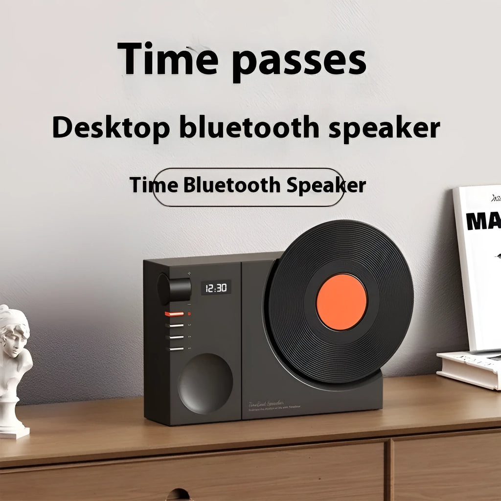 Mini Bluetooth speaker in obsidian black, ivory white, coral pink, and plum green colours