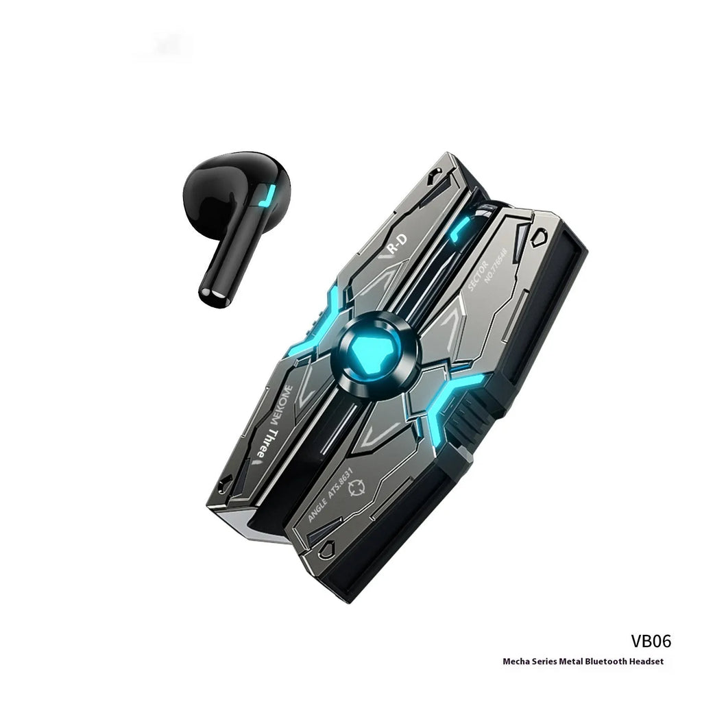 Mech Battleship Bluetooth headset in tarnish with metal construction and e-sports low latency chip