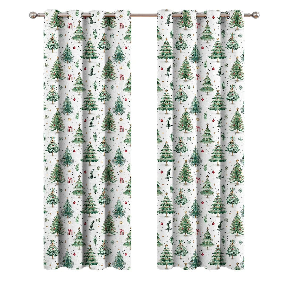 Christmas Forest Punching design polyester shading curtain showing punched pattern detail