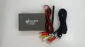 Black Car Mirror Link Box with Wi-Fi converter, power cable, antenna, AV cable, and manual.
