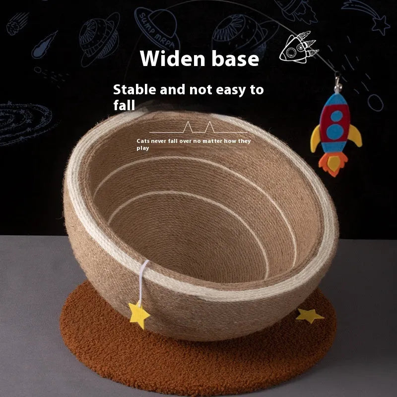 Large integrated cat scratching basin and flannel nest in starlight sisal colour