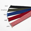 Woven nylon Apple Watch replacement strap with plastic buckle in multiple colour options