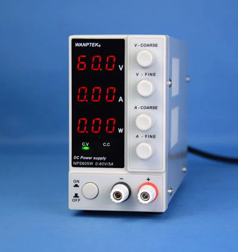 White adjustable DC power supply for mobile phone and notebook repair with digital displays