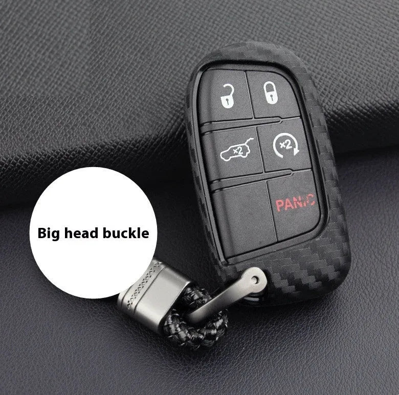 Silicone car key case with carbon fibre pattern for Dodge Chrysler Fiat remote keys