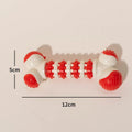 Blue bone-shaped interactive dog toy with treat holder compartment for small breed puppies