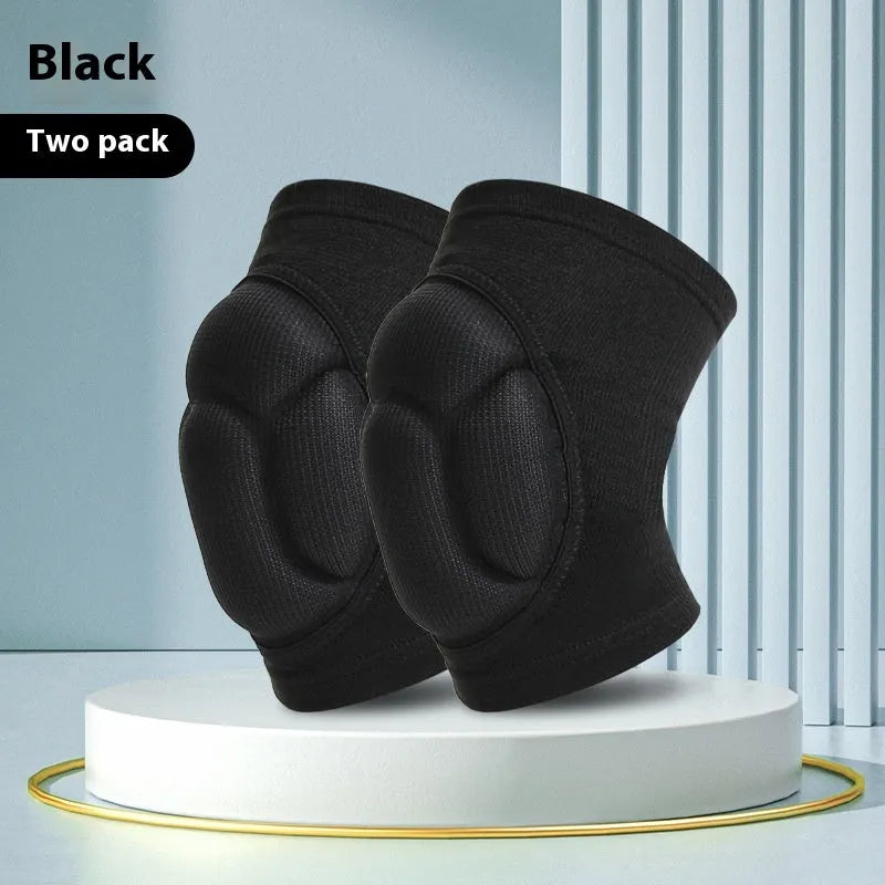 Black and blue thick sponge dance kneepads for anti-collision protection with breathable construction
