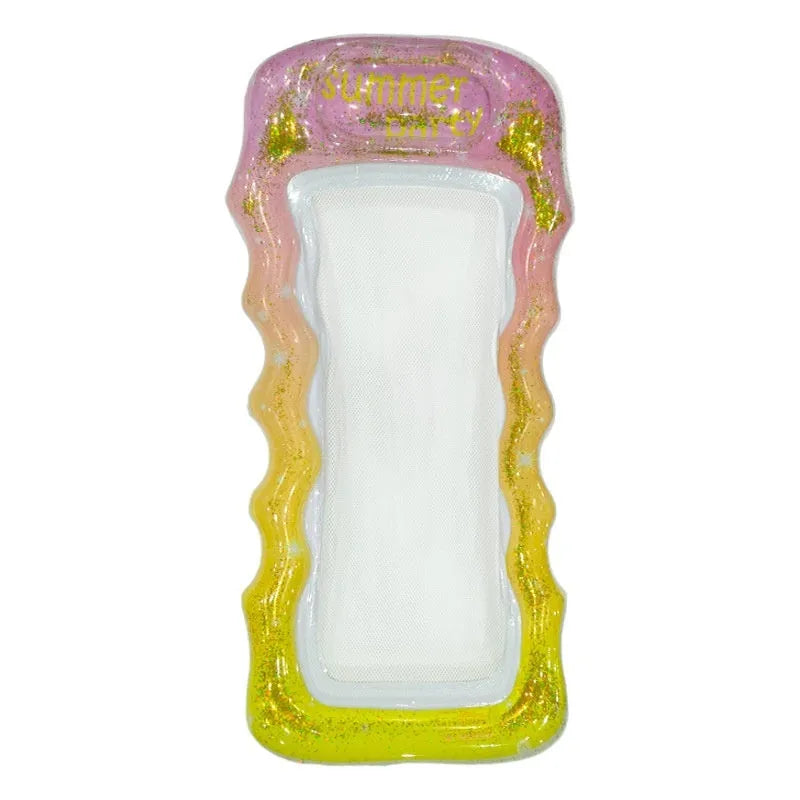 PVC thick sequins wave inflatable floating row in various gradient and fruit-themed colour options