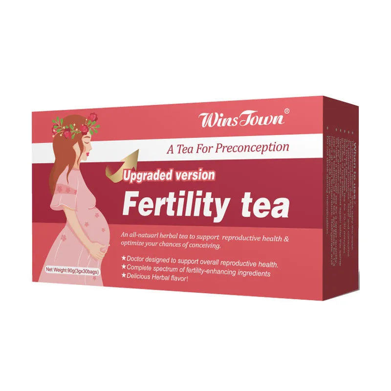 Box of fertility tea containing 330 individual tea bags for daily herbal supplementation