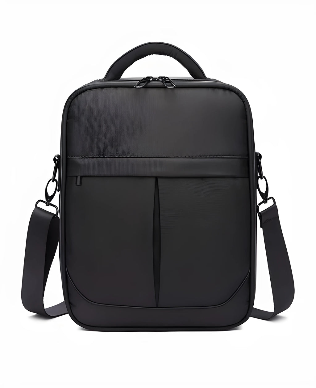 Black Oxford fabric men's messenger shoulder bag with dimensions 24cm x 11cm x 31cm