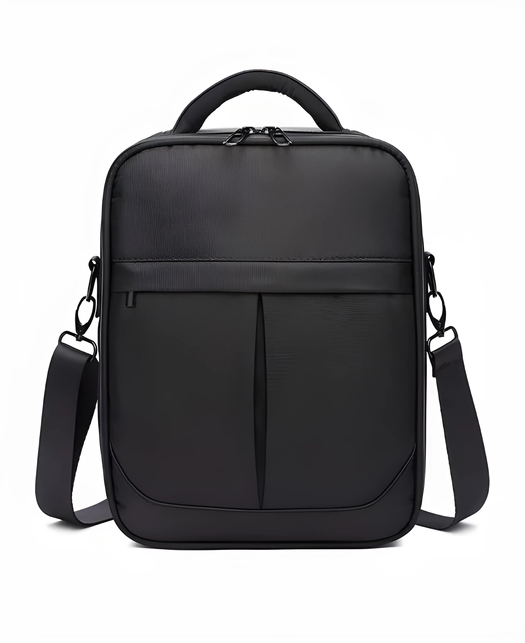 Black Oxford fabric men's messenger shoulder bag with dimensions 24cm x 11cm x 31cm