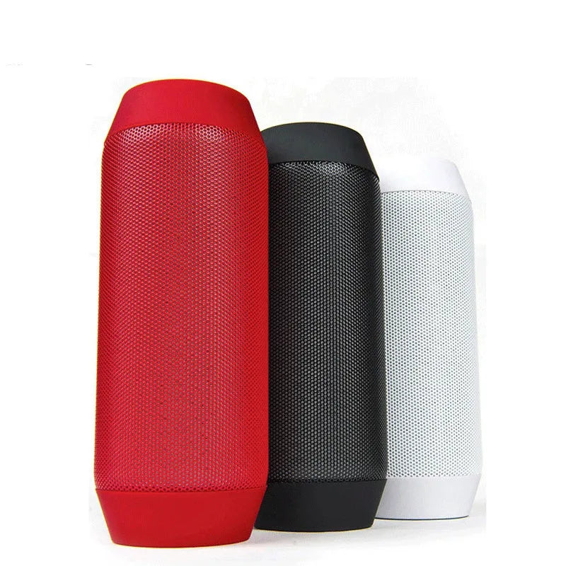 Small black or white Bluetooth stereo speaker with colourful RGB lighting around its base.