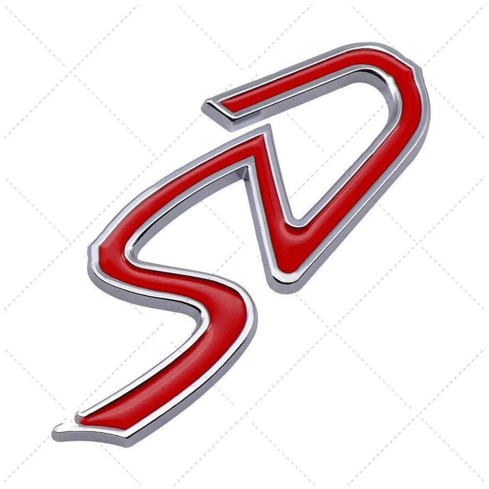 SD metal car bumper sticker in red and black colour option showing vehicle decoration application
