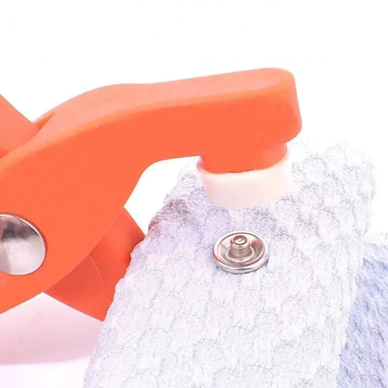 Stainless steel five claw clasp no-sew buttons measuring 9.5mm with pliers tool for children's clothing