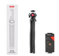 Black octopus mobile phone tripod set with aluminum alloy legs and phone clip, 360mm length