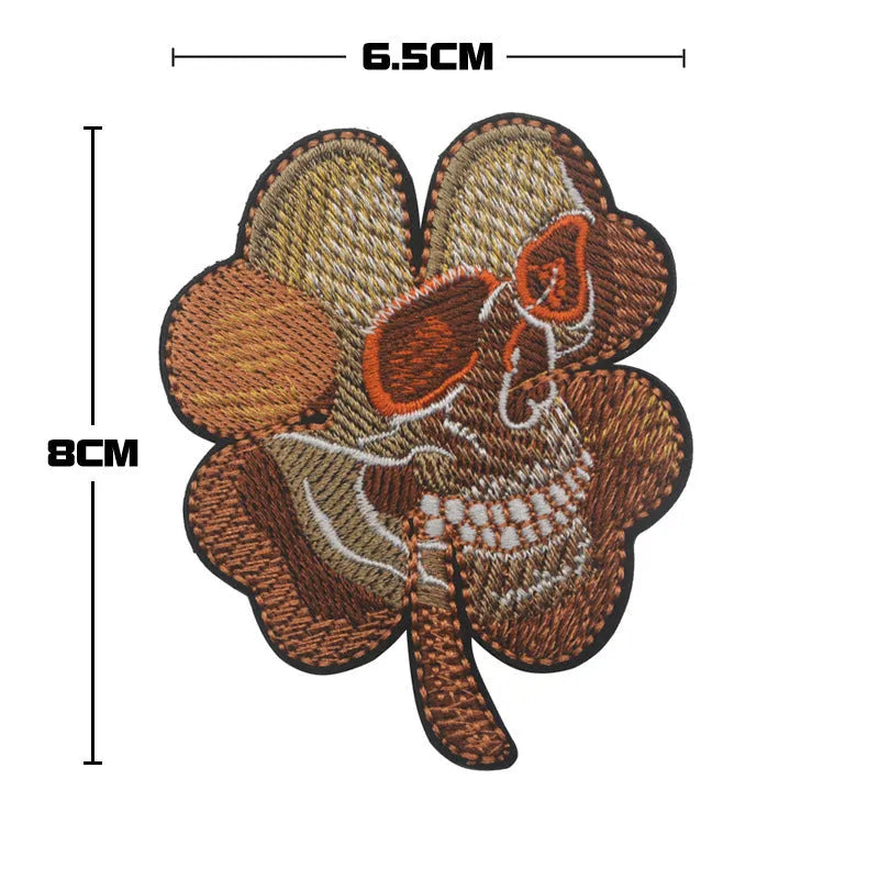 Outdoor embroidered fabric badge with Velcro backing showing military-style design on nylon polyester