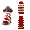 Small dog wearing a grey acrylic Christmas sweater with a red pompom detail