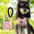 Polyester dog vest with attached hand holding rope in blue colour